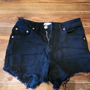 Madden Girl Black Frayed Hem Denim Shorts